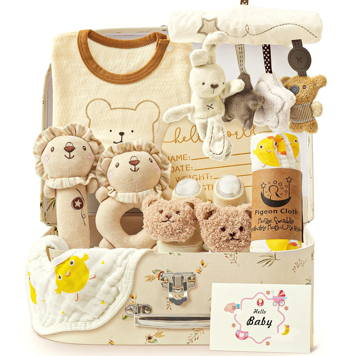 Golray newborn gift basket neutral, a ready-to-gift unisex baby shower option.
