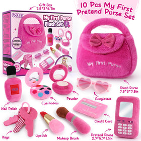 Golray plush purse in soft embroidered fabric for safe cuddly play.