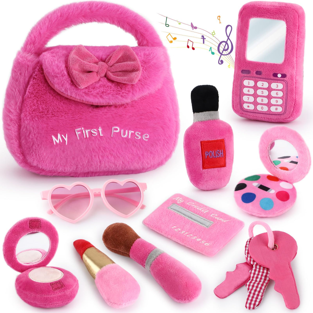 Golray plush toddler purse with sound phone for interactive pretend play.