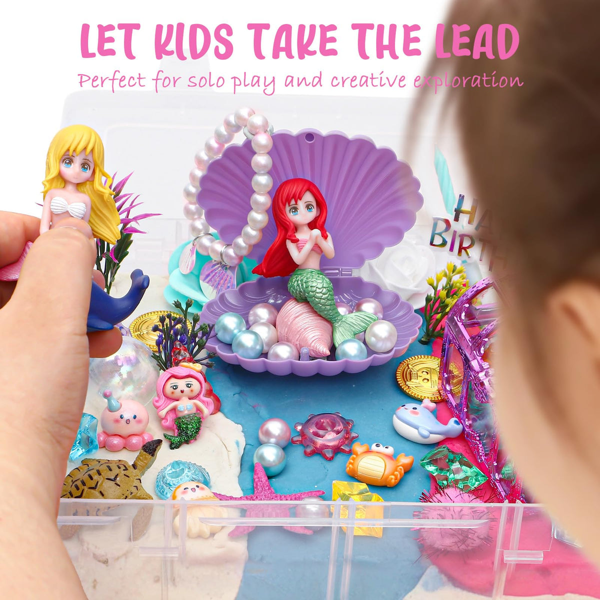 Golray Mermaid Sensory Dough Kit – durable storage container keeps pieces organized