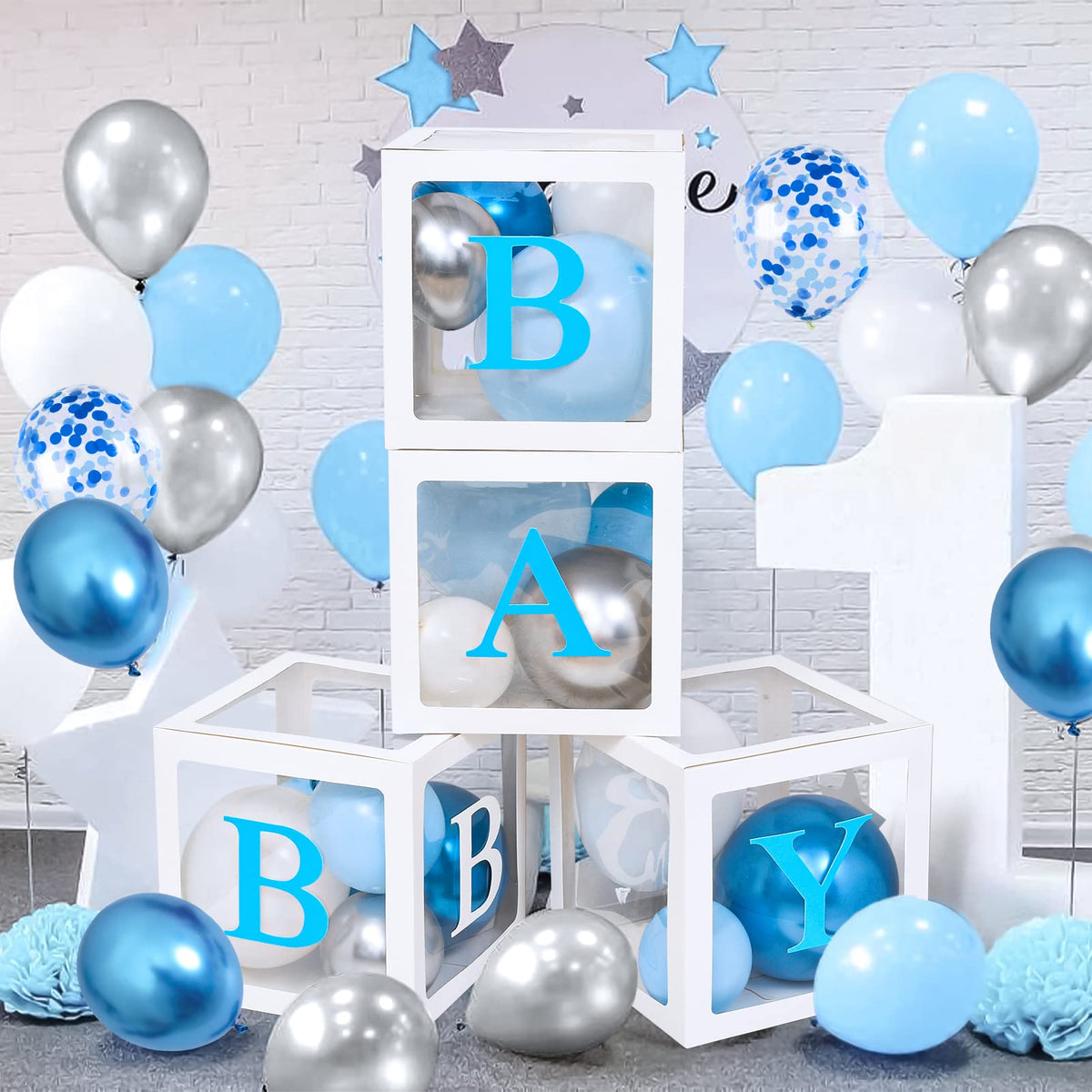 Golray star foil balloons add sparkle to the party space.
