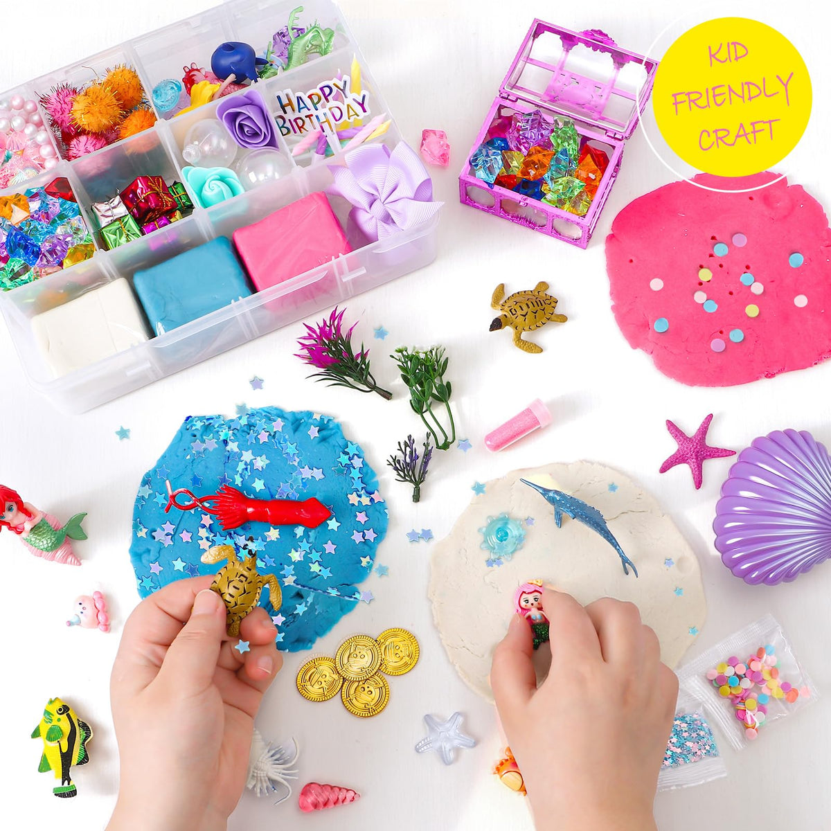 Golray Mermaid Sensory Dough Kit – treasure coins and gems for decoration