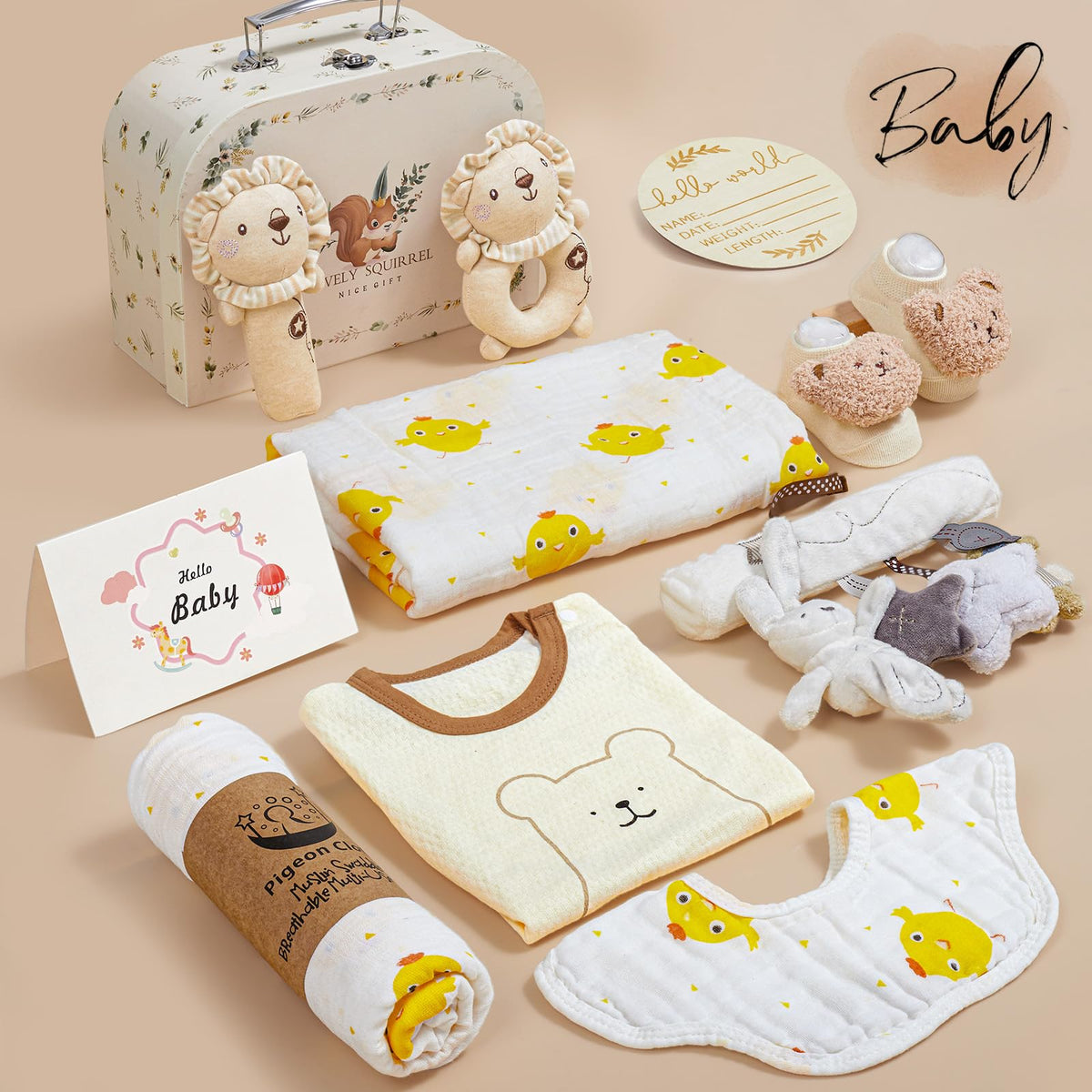 Golray wood milestone keepsake box records baby's growth.