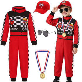 Gomukot Direct Kids Race Car Driver costume set front view for imaginative play
