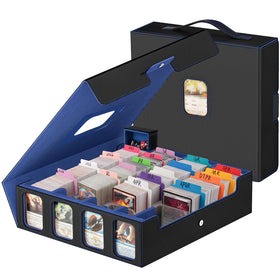Gomyrod 3200+ card storage box with a convenient handle for easy transport to game nights