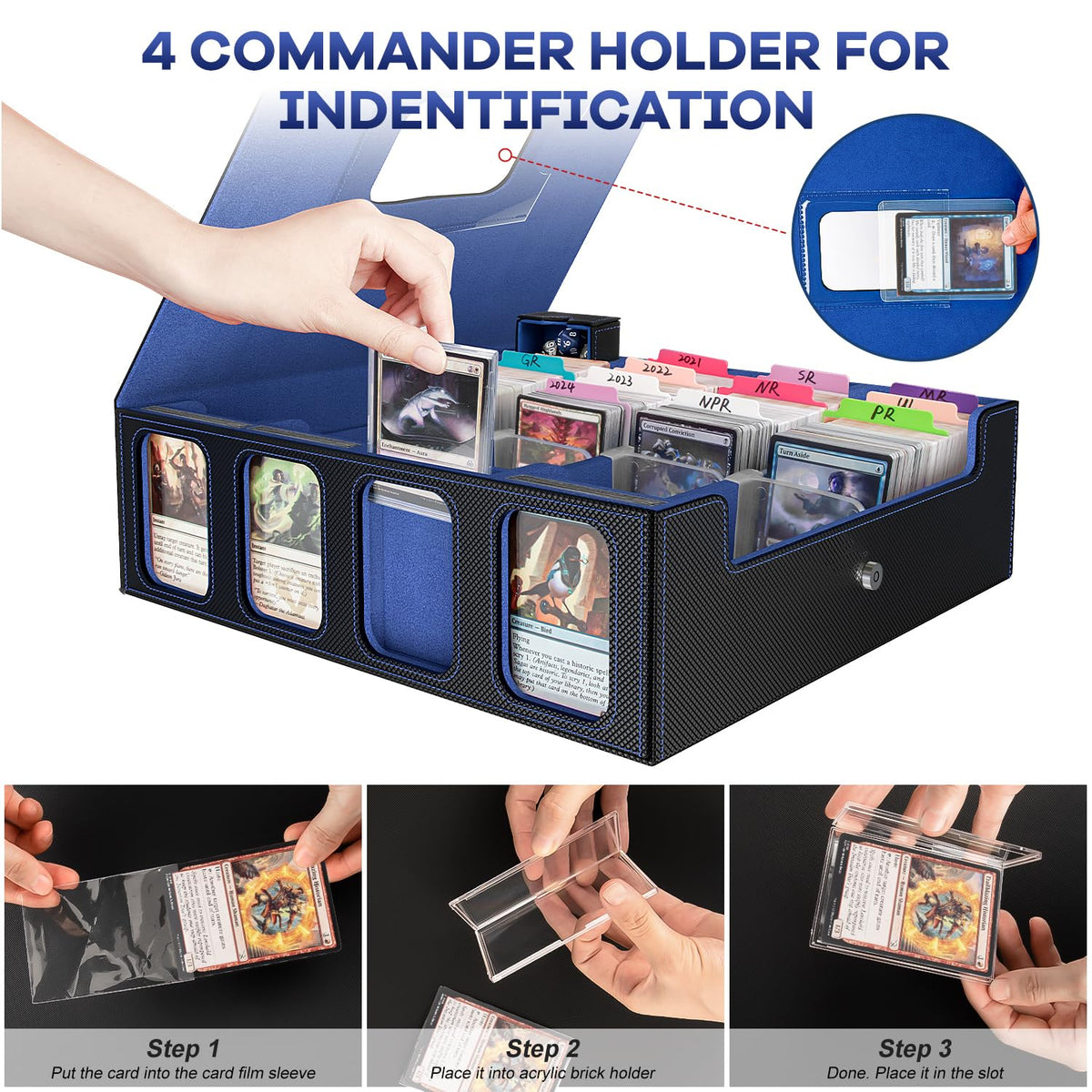 Durable PU leather cover on the Gomyrod box protecting cards from wear