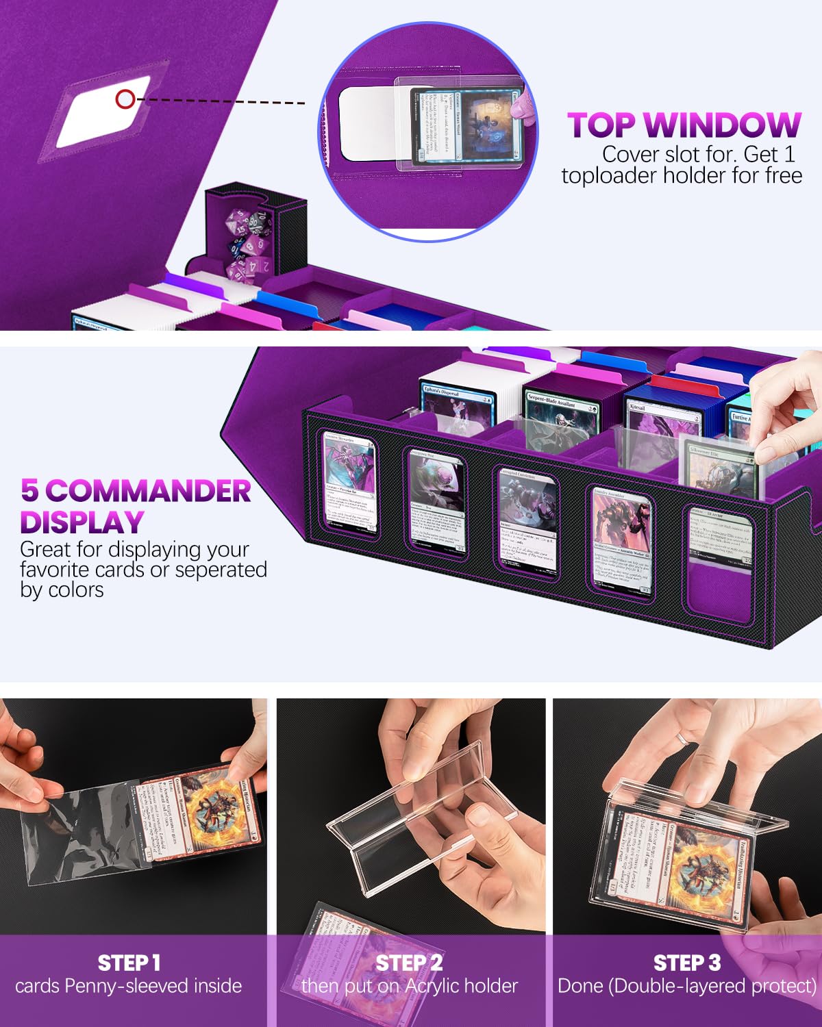 Gomyrod commander display windows highlight rare cards at a glance.