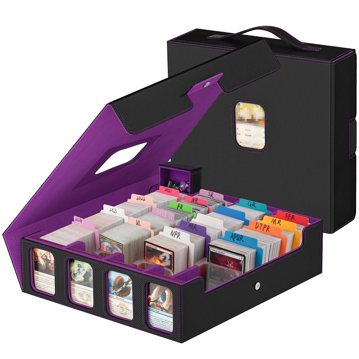 Gomyrod trading card storage box front window display shows a favorite card