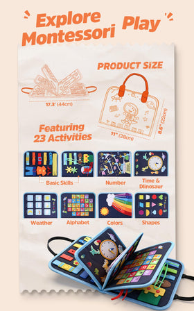 GONINO travel-friendly busy board fits bags for trips.