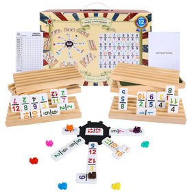 Gonoelec Mexican Train Double 12 tiles spread on table for easy viewing.