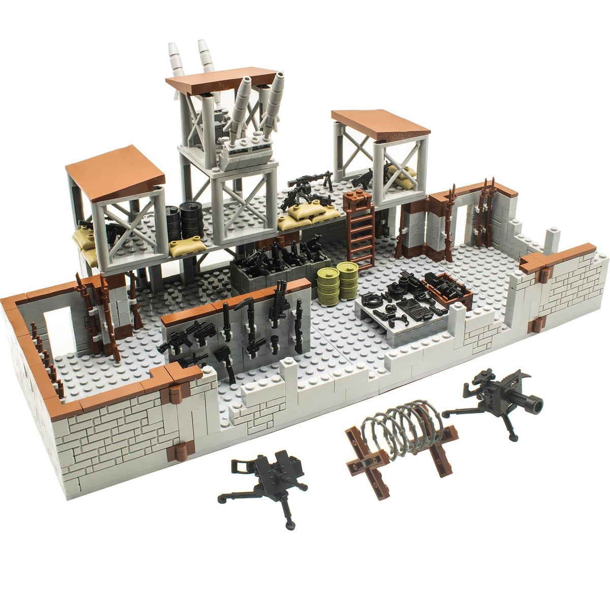 Gonsausola military base building blocks set shows modular design for versatile battles