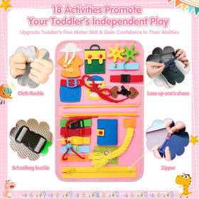 Goobaetoy busy board buttoning activity strengthens grip for early learners at home