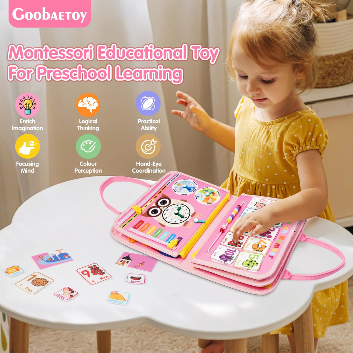 Goobaetoy alphabets and shapes busy board supports early literacy during learning breaks