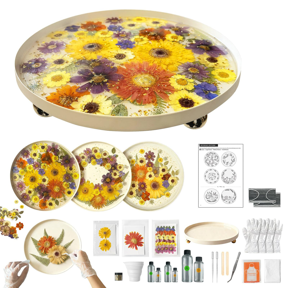 GooCare Auraeve tray assembled with real flowers for desk decor