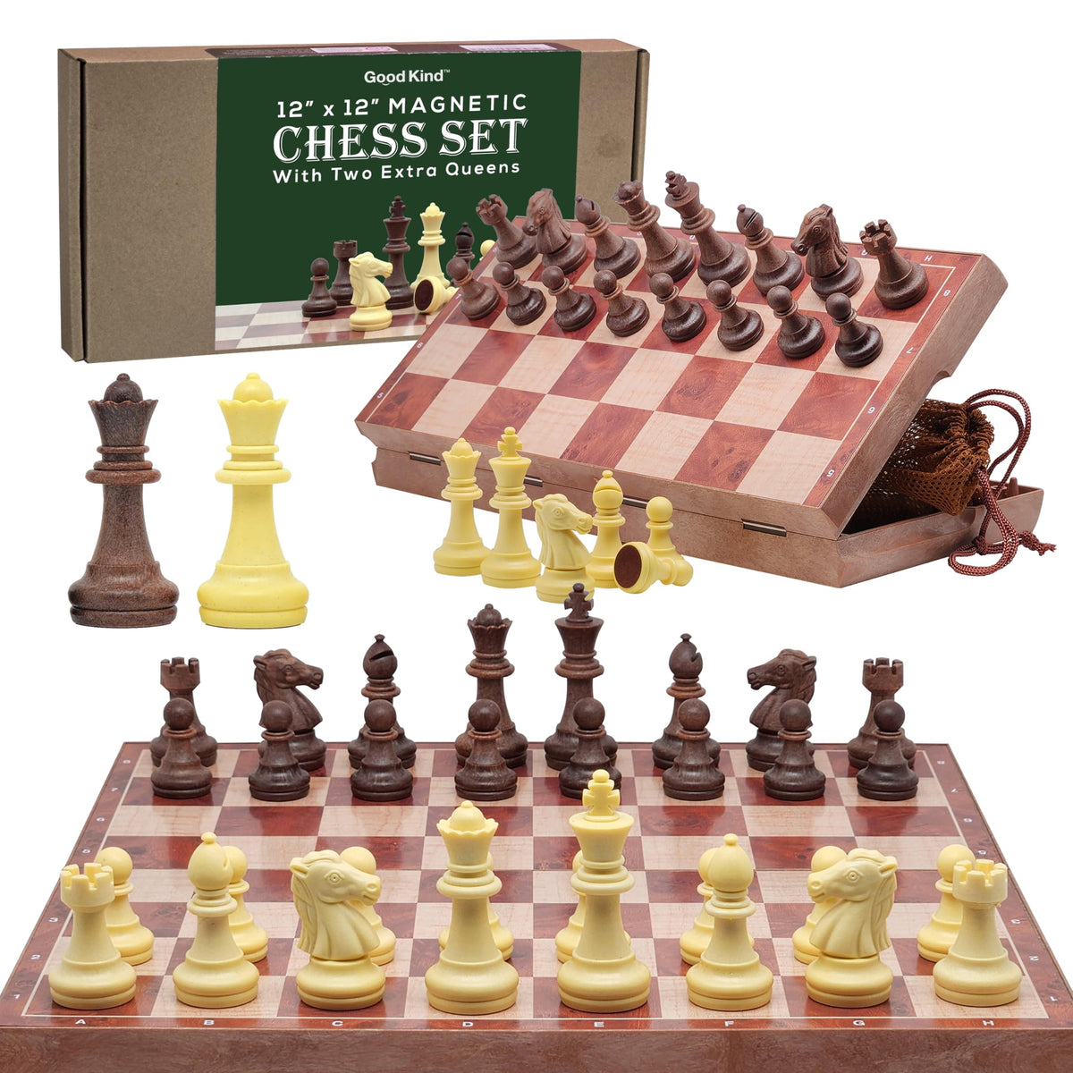 GOOD KIND Magnetic Travel Chess Set folded board for on-the-go games