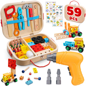 Goodfuns kids tool box wooden box for imaginative play and fine motor skills