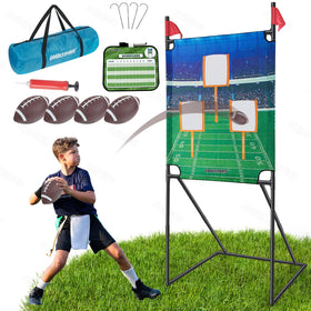 GOODLYSPORTS football toss game with inflatable balls for backyard play and skill improvement.