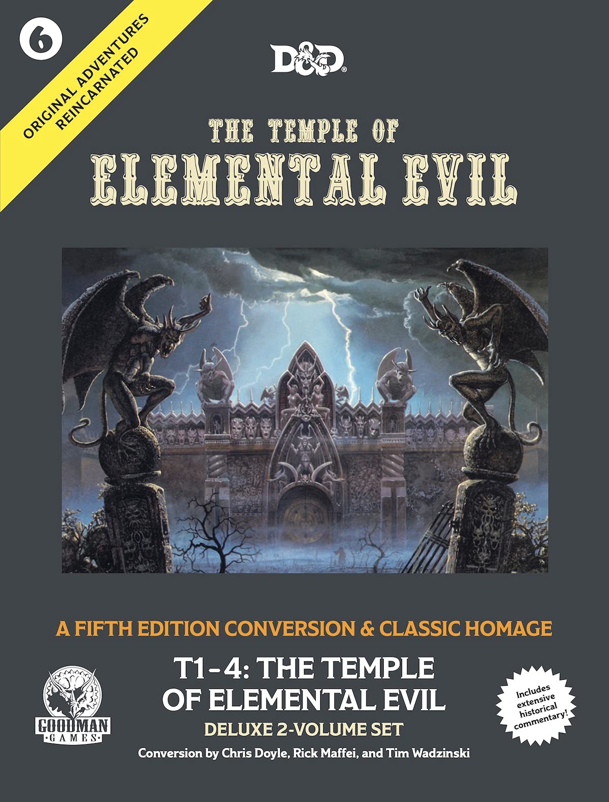 Goodman Games Temple of Elemental Evil slipcase two-volume set enhances display for collectors.