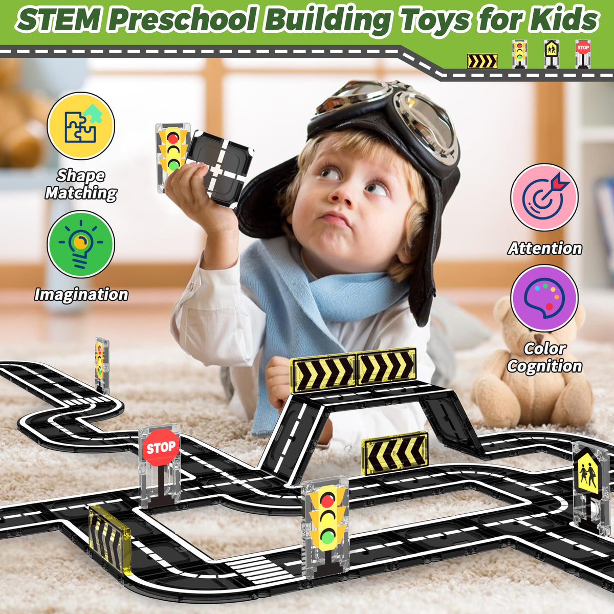 Goodtiles traffic signs and intersections help kids plan routes and gameplay.