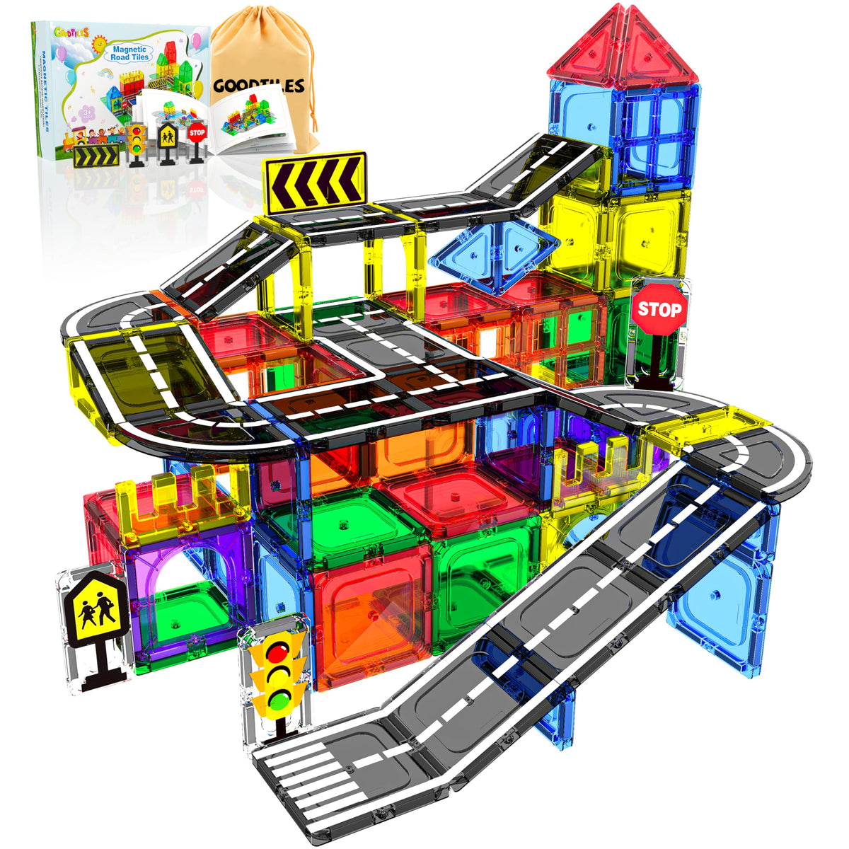 Goodtiles Magnetic Tiles City Roads prompt imaginative street layouts for creative play.