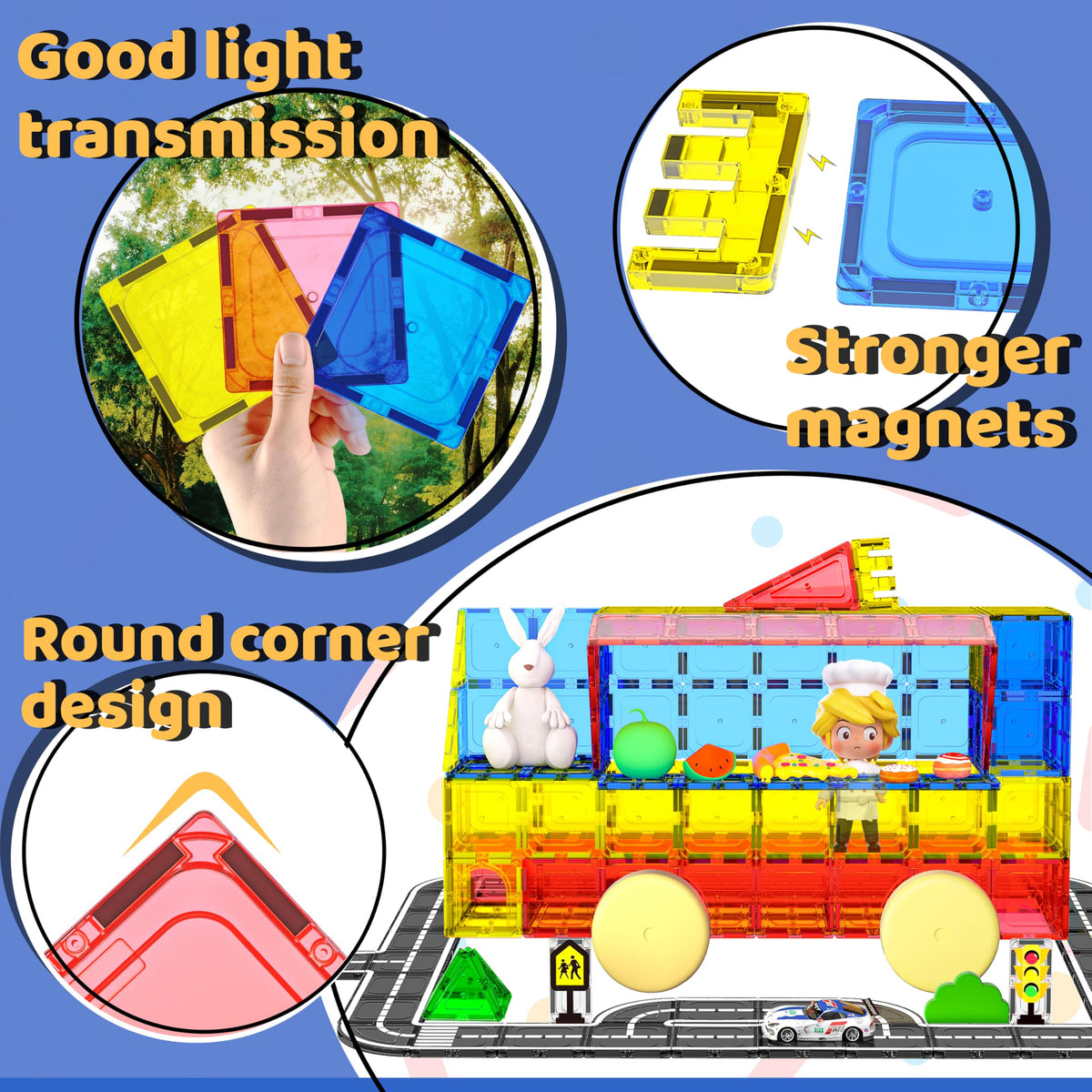 Goodtiles Magnetic Tiles Colors showcase vibrant palettes for pattern building and color sorting.