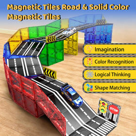 Goodtiles Magnetic Tiles Intersections unlock planning and storytelling during play sessions.