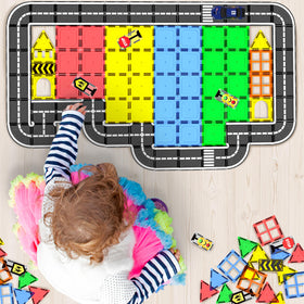 Goodtiles Magnetic Tiles Sidewalks provide colorful pathways for safe, exploratory grouping play.