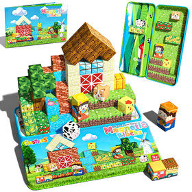 Goodtiles mini magnetic blocks with cows pattern for imaginative farm play and motor skill development.