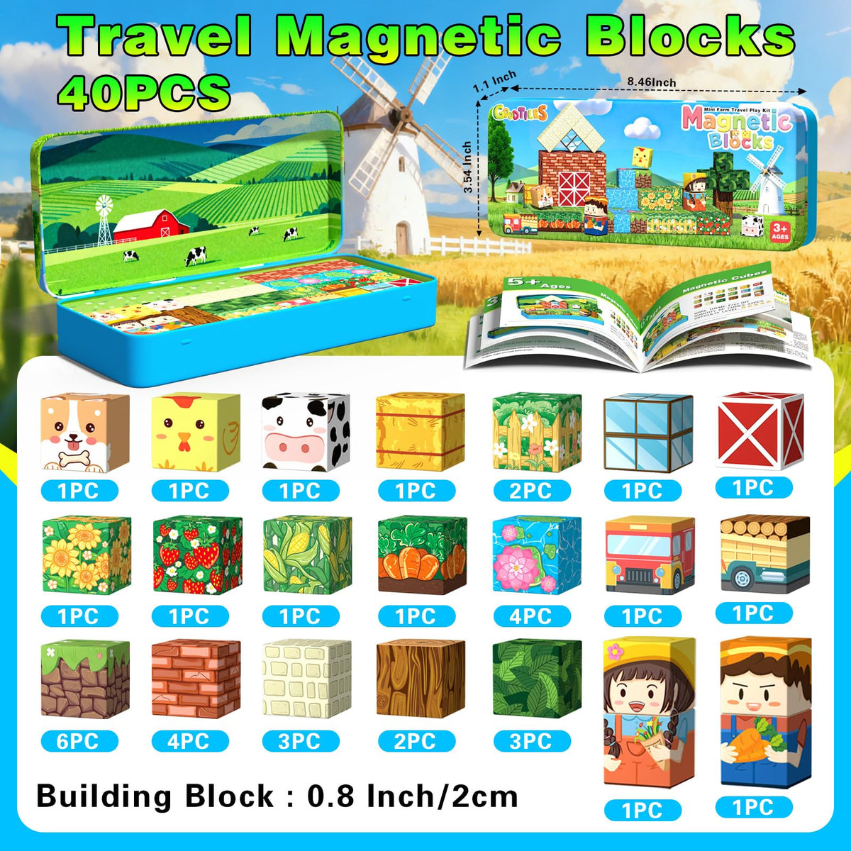 Goodtiles mini magnetic blocks with train pattern for creative construction during travel.