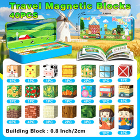 Goodtiles mini magnetic blocks with train pattern for creative construction during travel.
