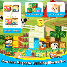 Goodtiles mini magnetic blocks with water pattern for ocean-themed builds and exploration.
