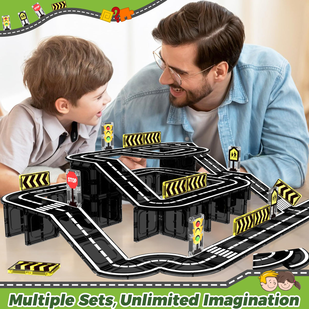 Goodtiles expansion set fosters independent exploration and imaginative racing scenes.