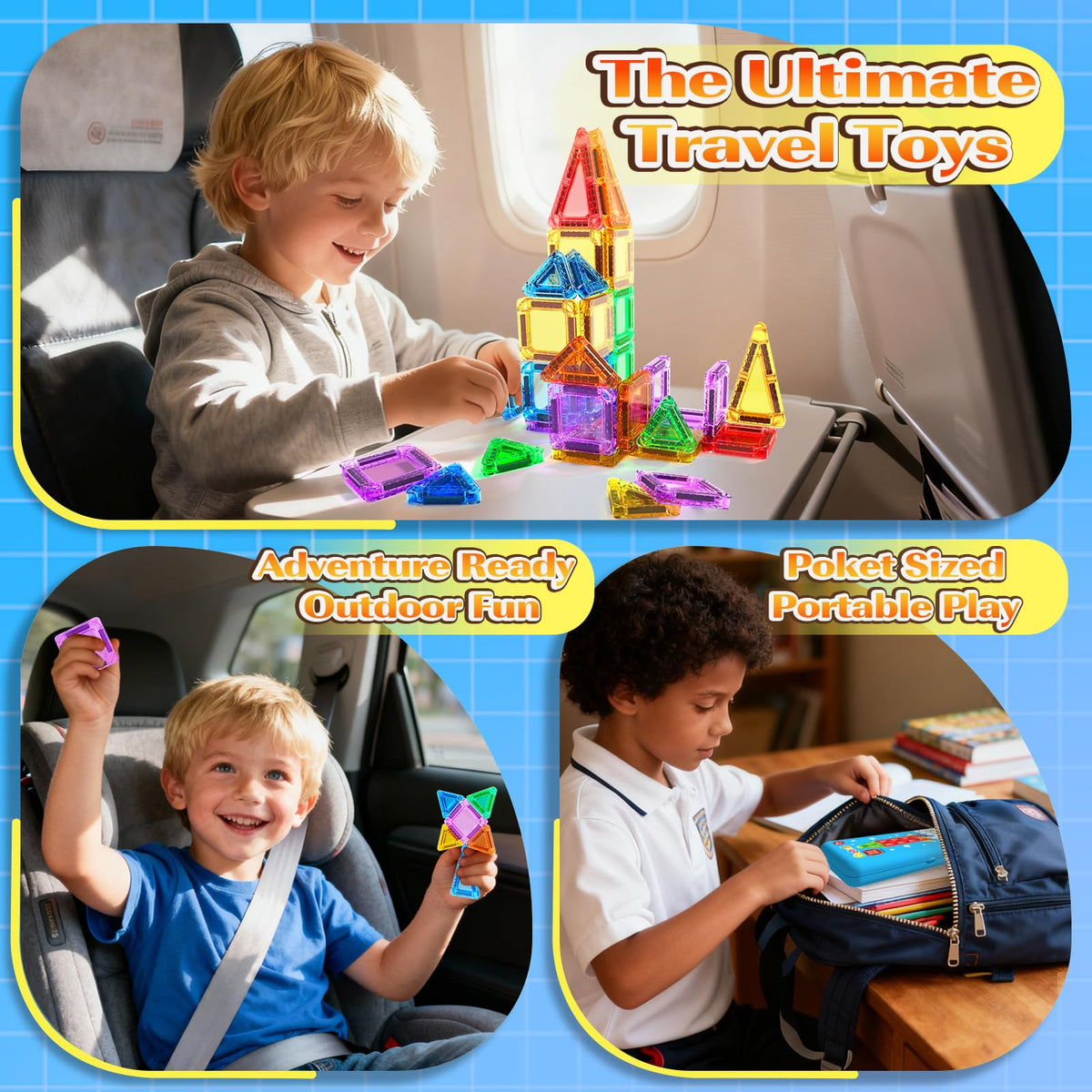 Goodtiles mini magnetic tiles enable open-ended 2D to 3D building play.