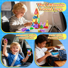 Goodtiles mini magnetic tiles enable open-ended 2D to 3D building play.