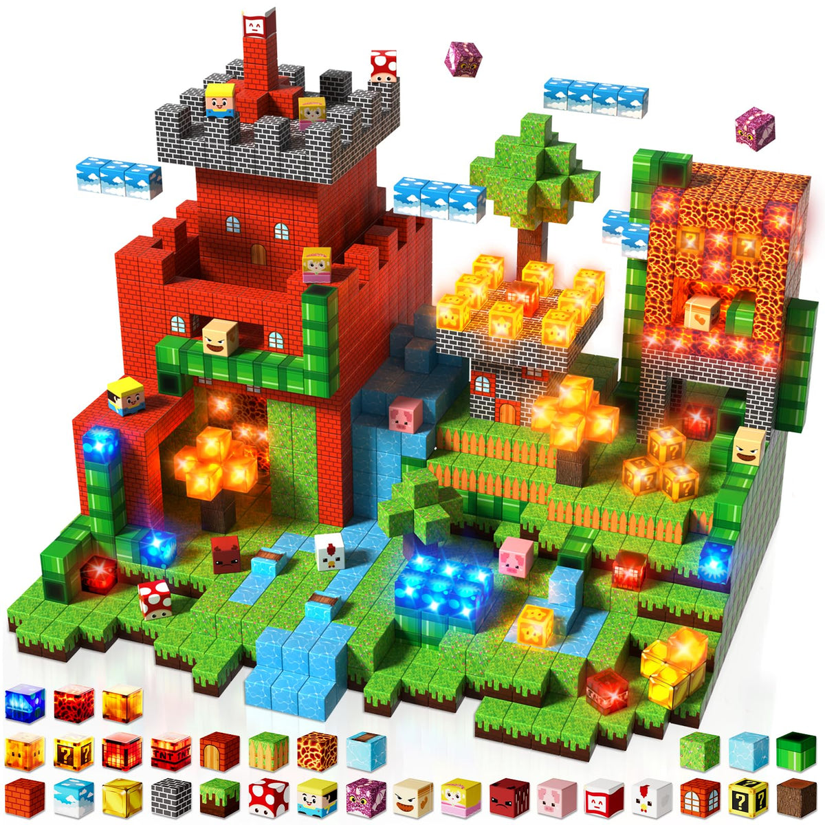 Goody King 200pcs magnetic blocks set for imaginative building and sensory exploration.