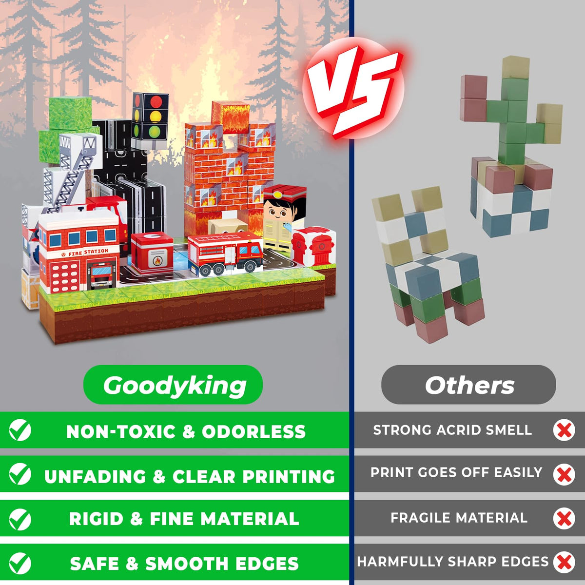 Goody King fire truck blocks support collaborative play and shared building sessions