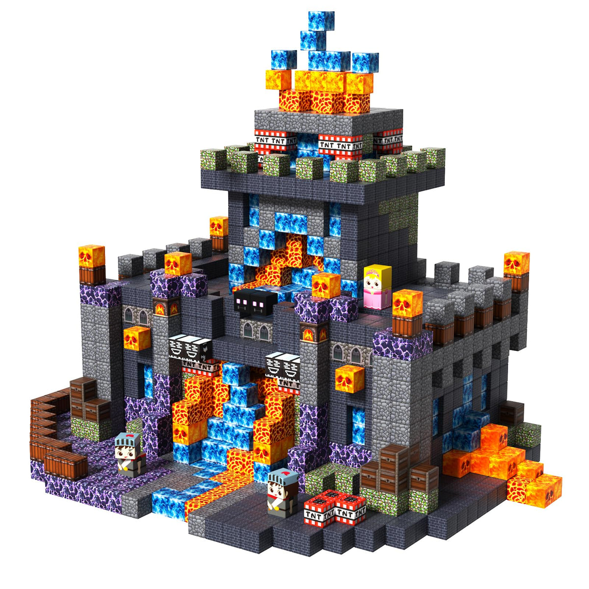 Goody King dark castle set close-up showing bold magnetic bricks for STEM play