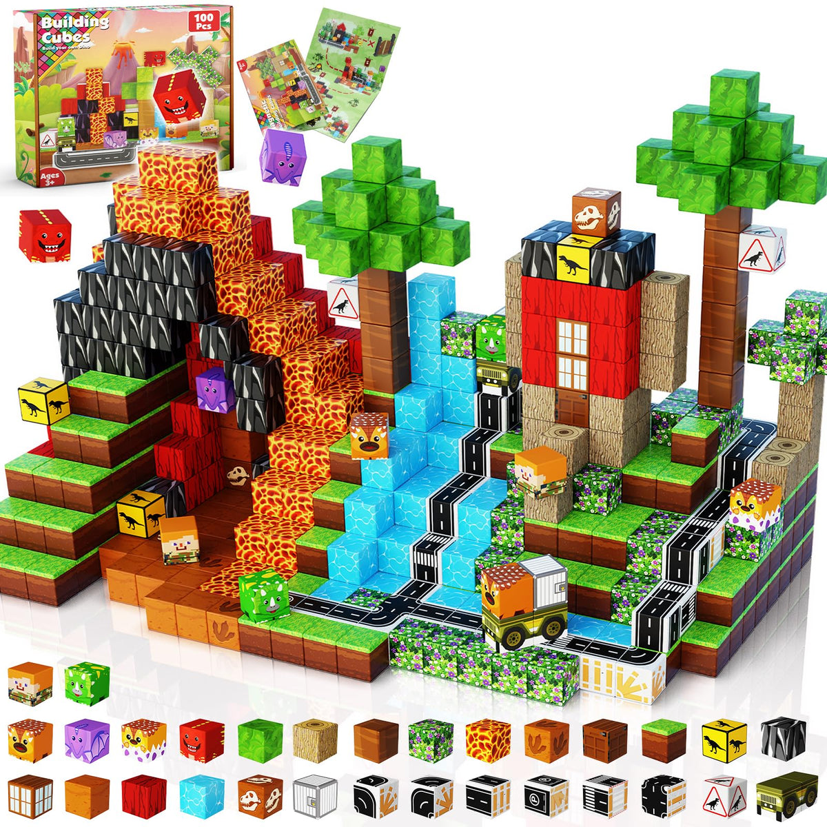 Goody King Dinosaur Volcano magnetic blocks for STEM play and creative building.