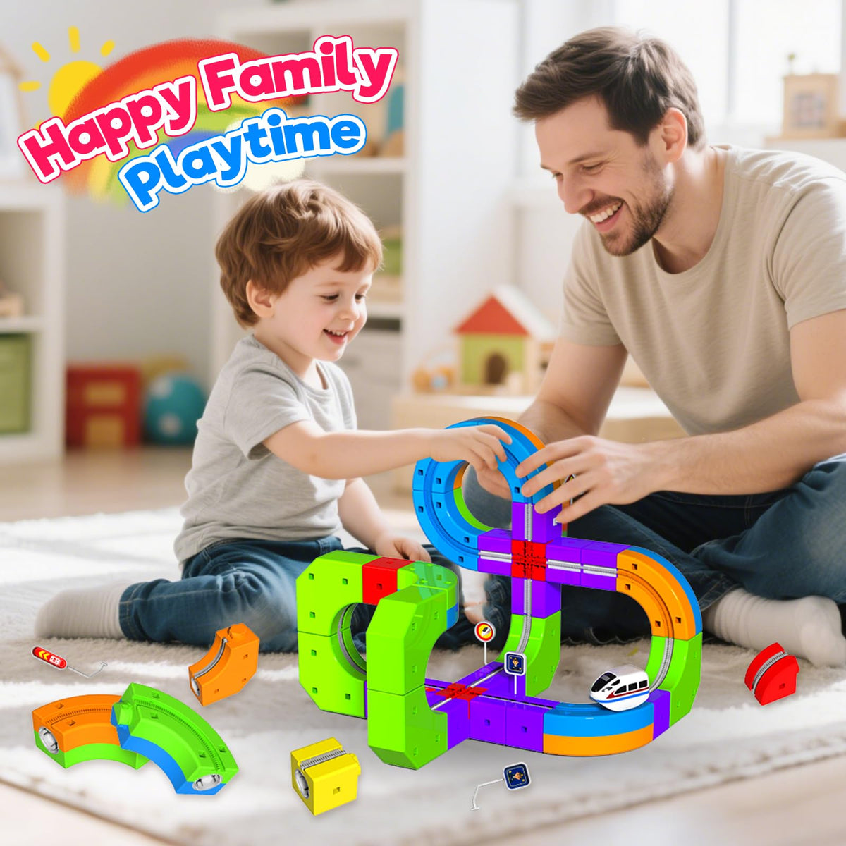 Goody King Electric Train Set curvy-layout promotes creative engineering on curved tracks.
