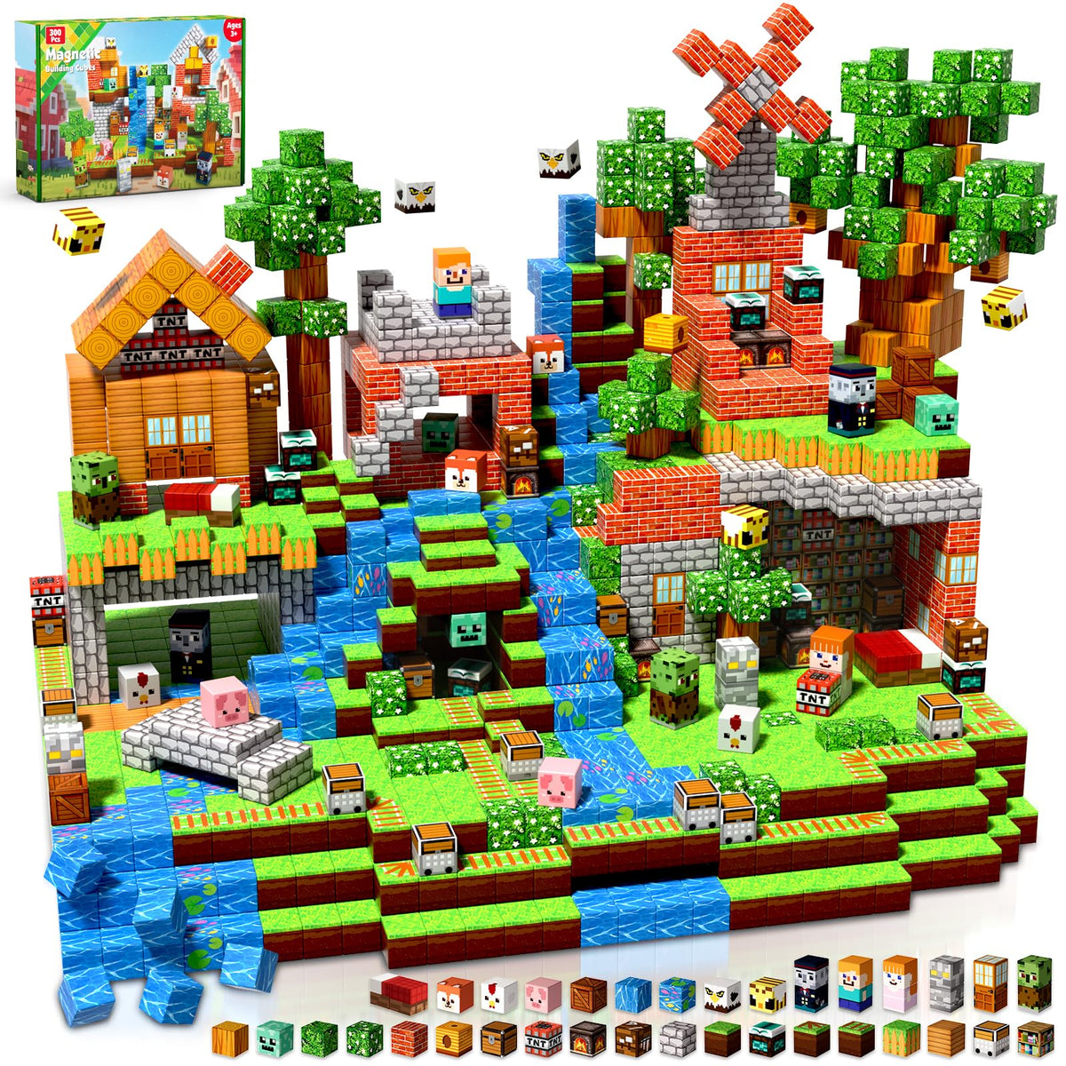 Goody King forest magnetic blocks arranged vividly to boost imaginative play and spatial skills