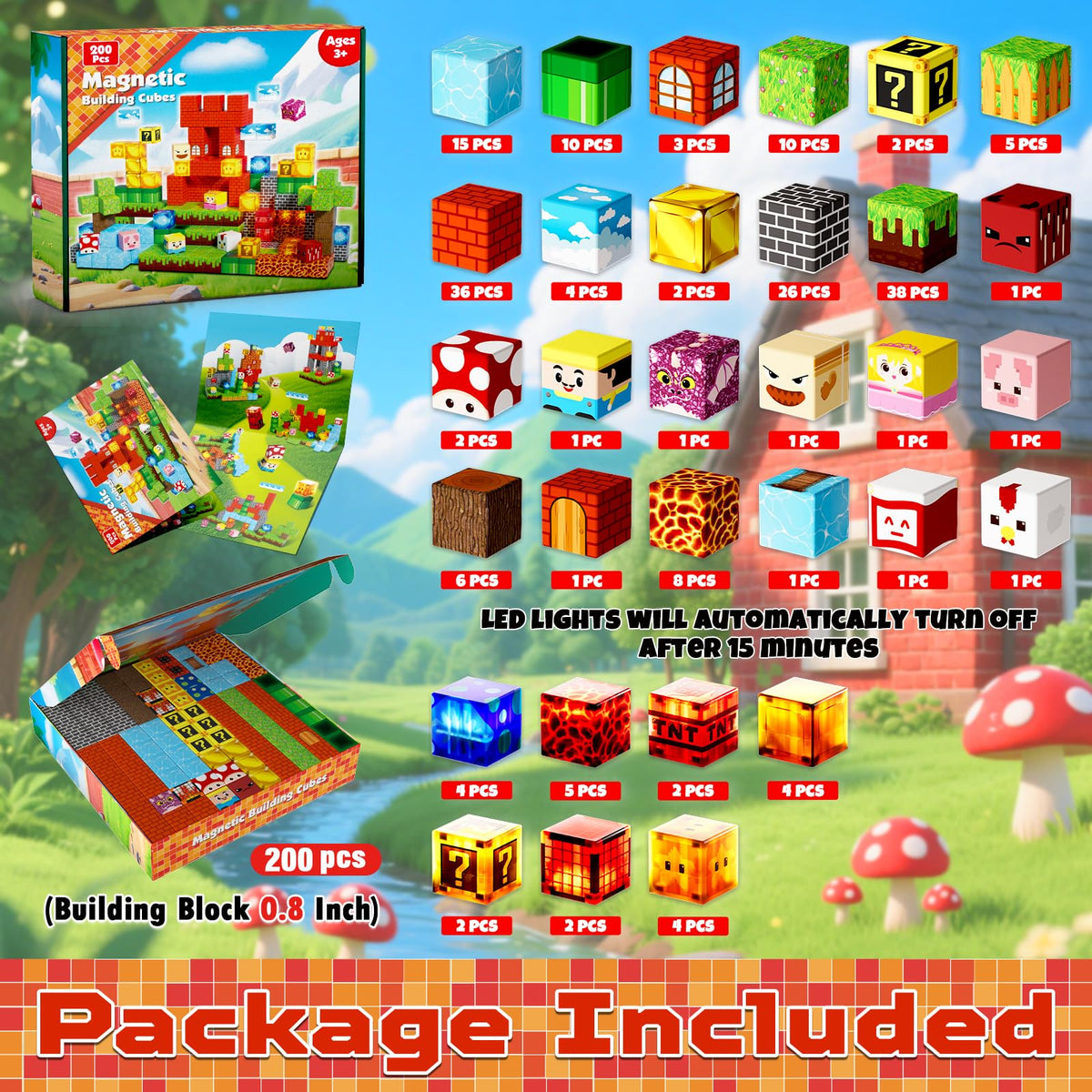 Goody King glow-in-dark magnetic blocks enhance after-dark play and storytelling sessions.