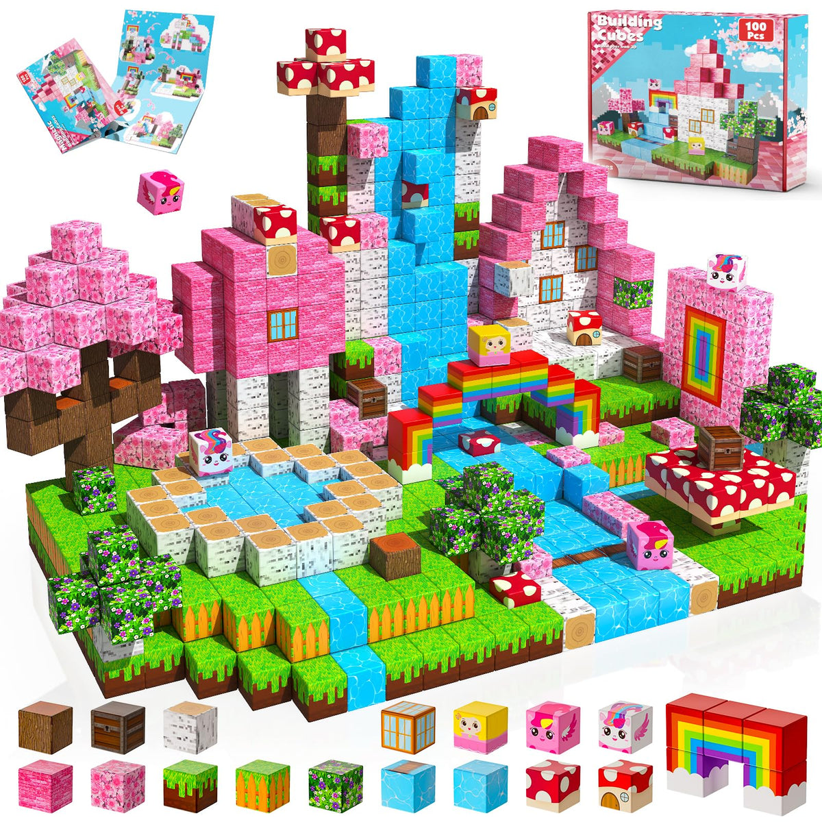 Goody King magnetic blocks set with 100 cubes for STEM play and creative building.