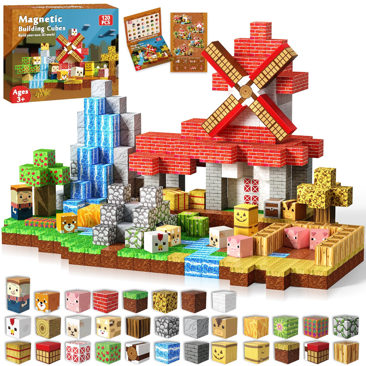 Goody King magnetic blocks 120-piece cubes for creative building play