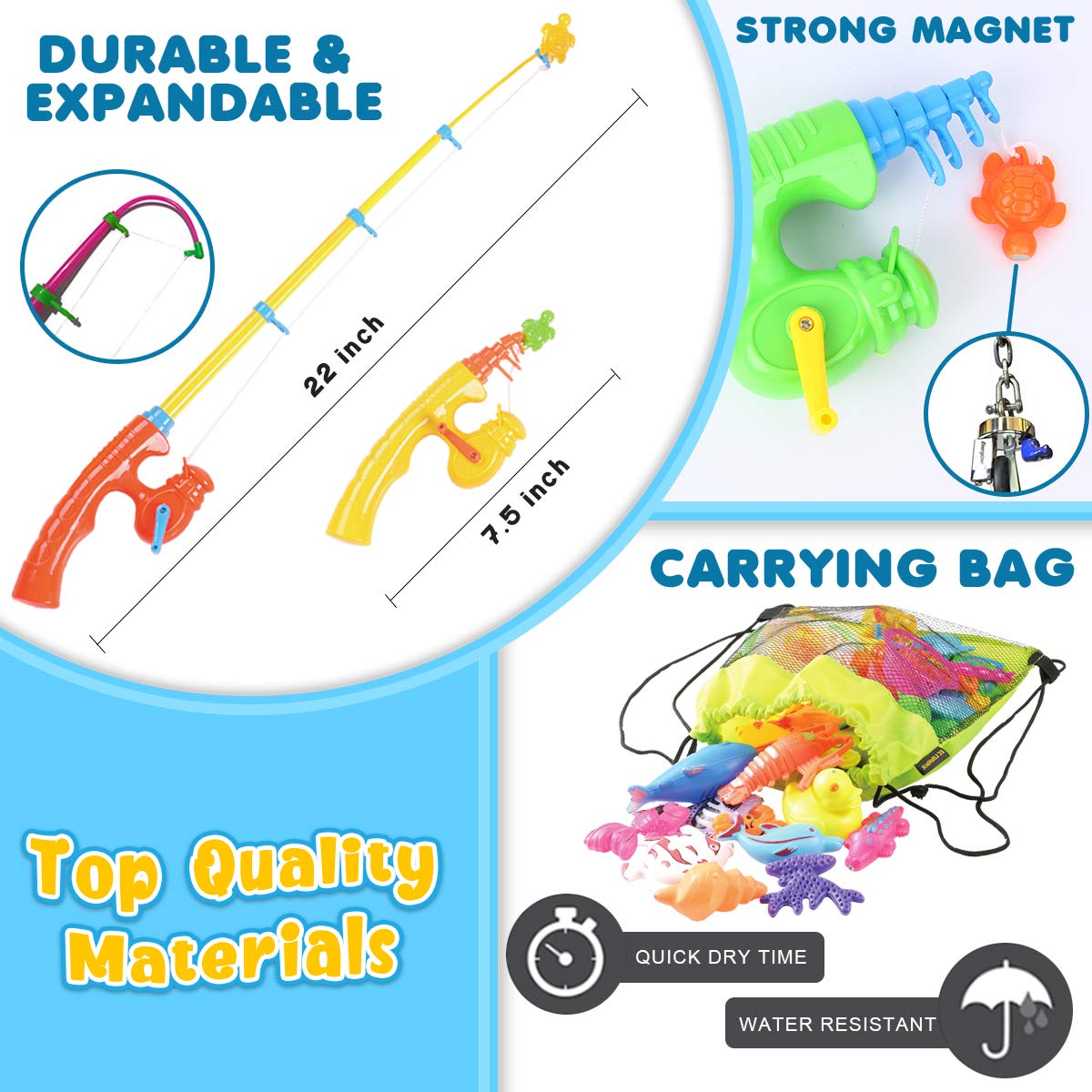Goody King Magnetic Fishing Game drawstring bag for fast dry-out and on-the-go fun.