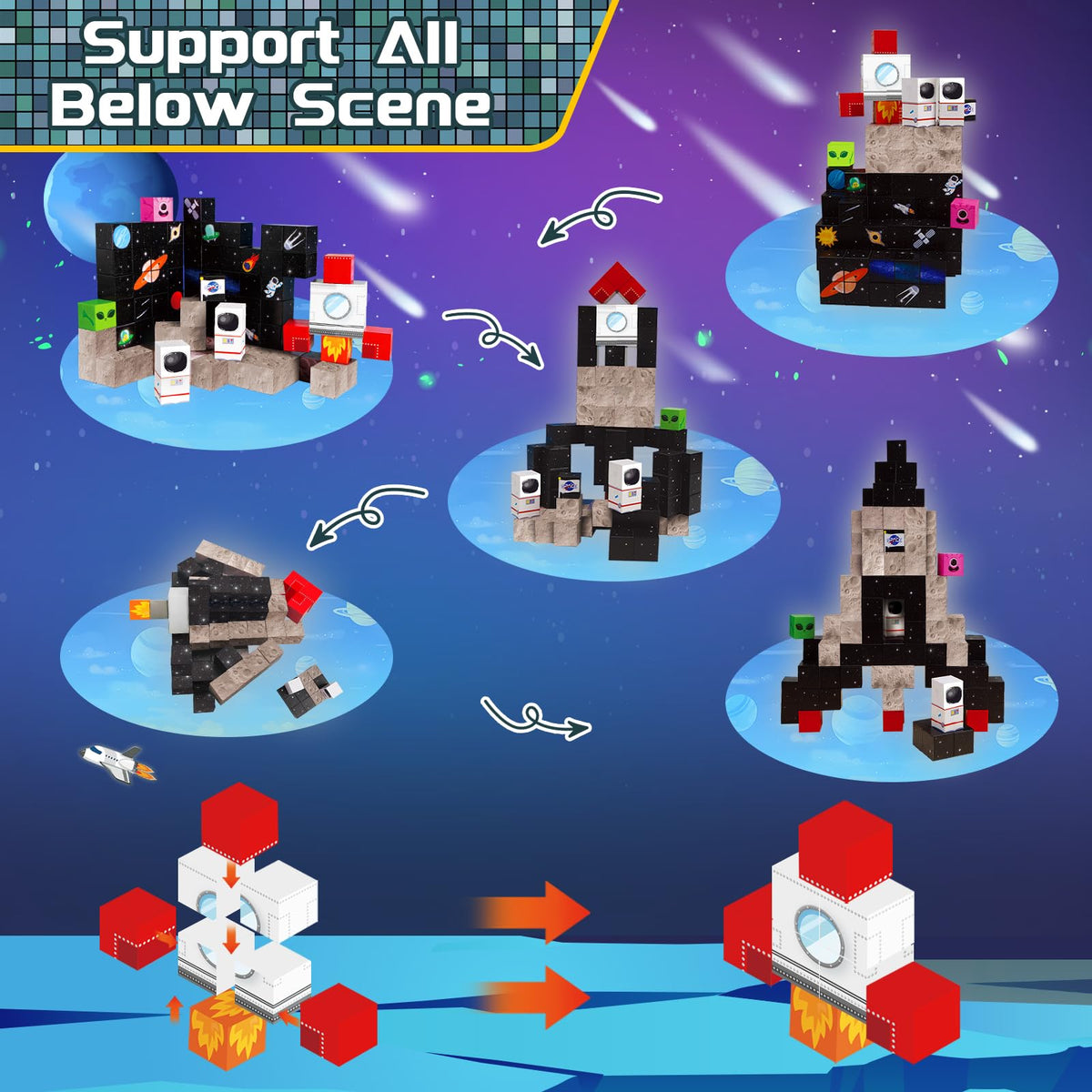 Goody King space adventure blocks for assembly, inspiring STEM curiosity without screens