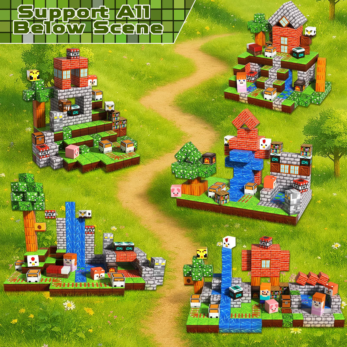 Goody King waterfall-set blocks showcasing magnetic connections for cooperative, screen-free play