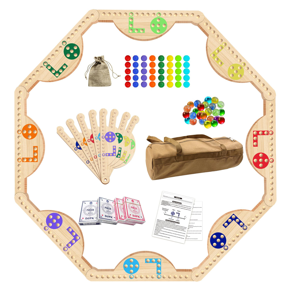 Googgoing wooden jokers marble board game board setup for family nights