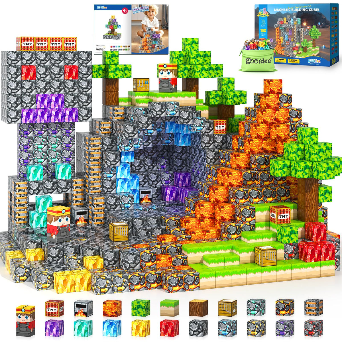 Gooidea Magnetic Blocks 150-piece mine-theme set sparks creativity during open-ended play