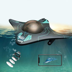 GoolRC camera-enabled RC boat shows underwater view for immersive exploration.