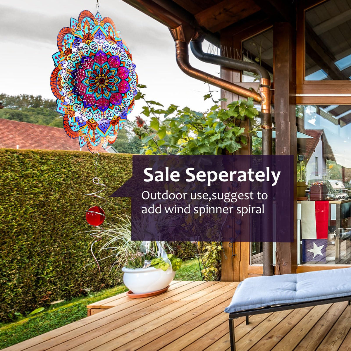 Goolyrusim wind spinner stainless steel construction withstands outdoor elements with lasting shine.